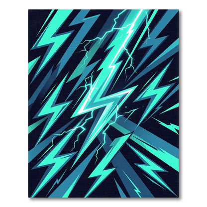 Electric Aqua Lightning Bolt Blast Rug