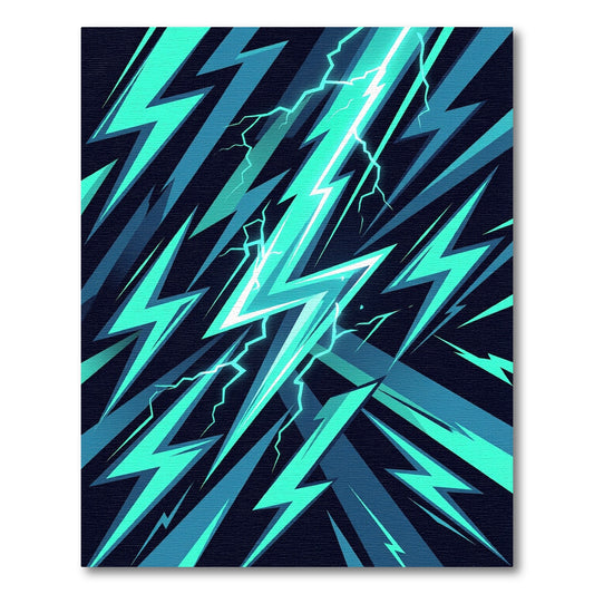 Electric Aqua Lightning Bolt Blast Rug