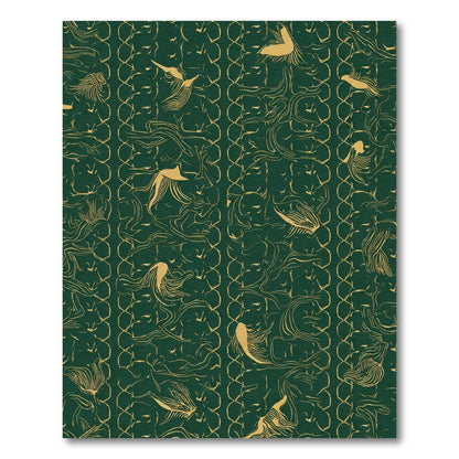 Emerald Gold Flowing Bird Stripe Rug