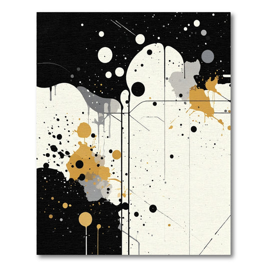Abstract Gold Splatter Paint Rug