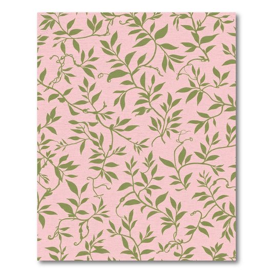 Pink Green Vine Foliage Rug