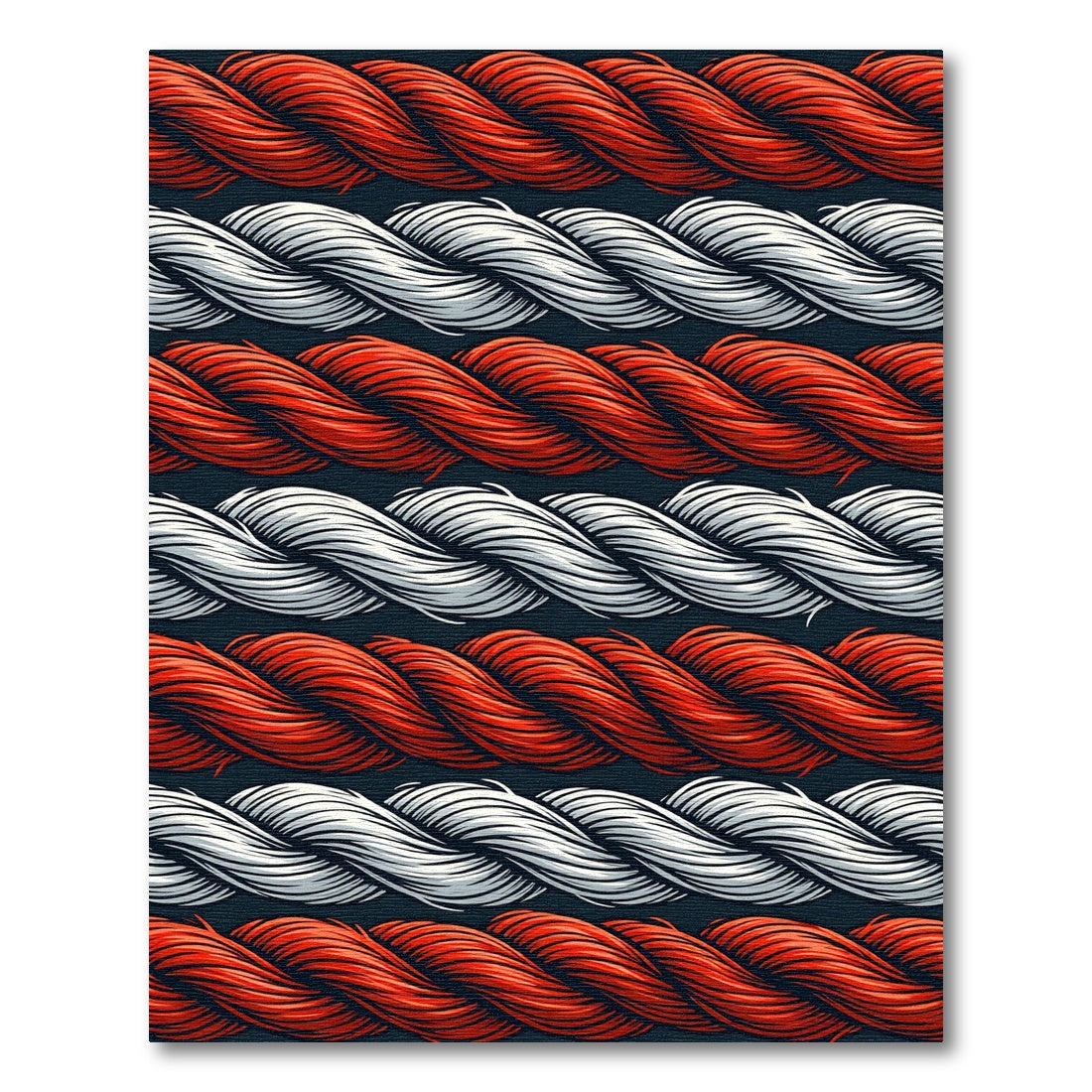 Nautical Rope Stripes Cream Red Rug