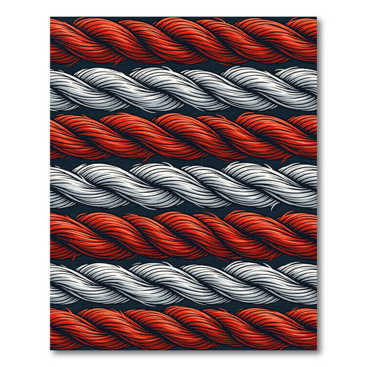 Nautical Rope Stripes Cream Red Rug