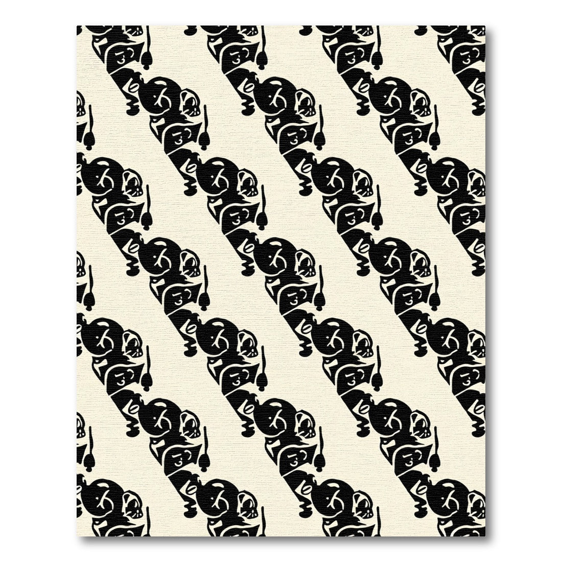 Cream Black Abstract Figurative Chain Rug