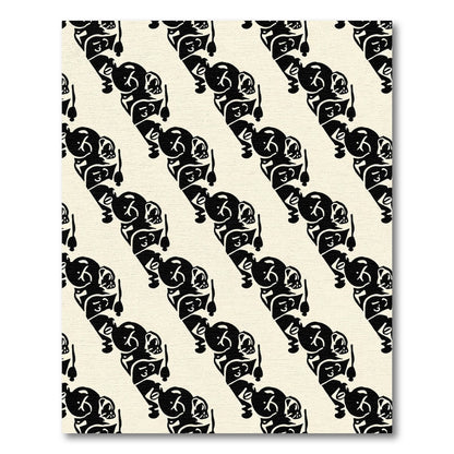 Cream Black Abstract Figurative Chain Rug