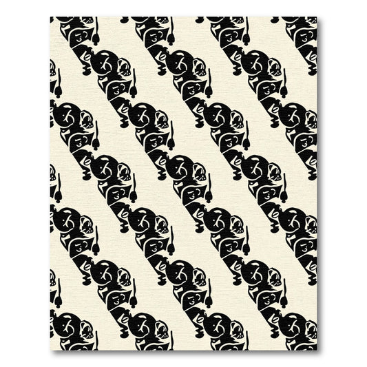 Cream Black Abstract Figurative Chain Rug
