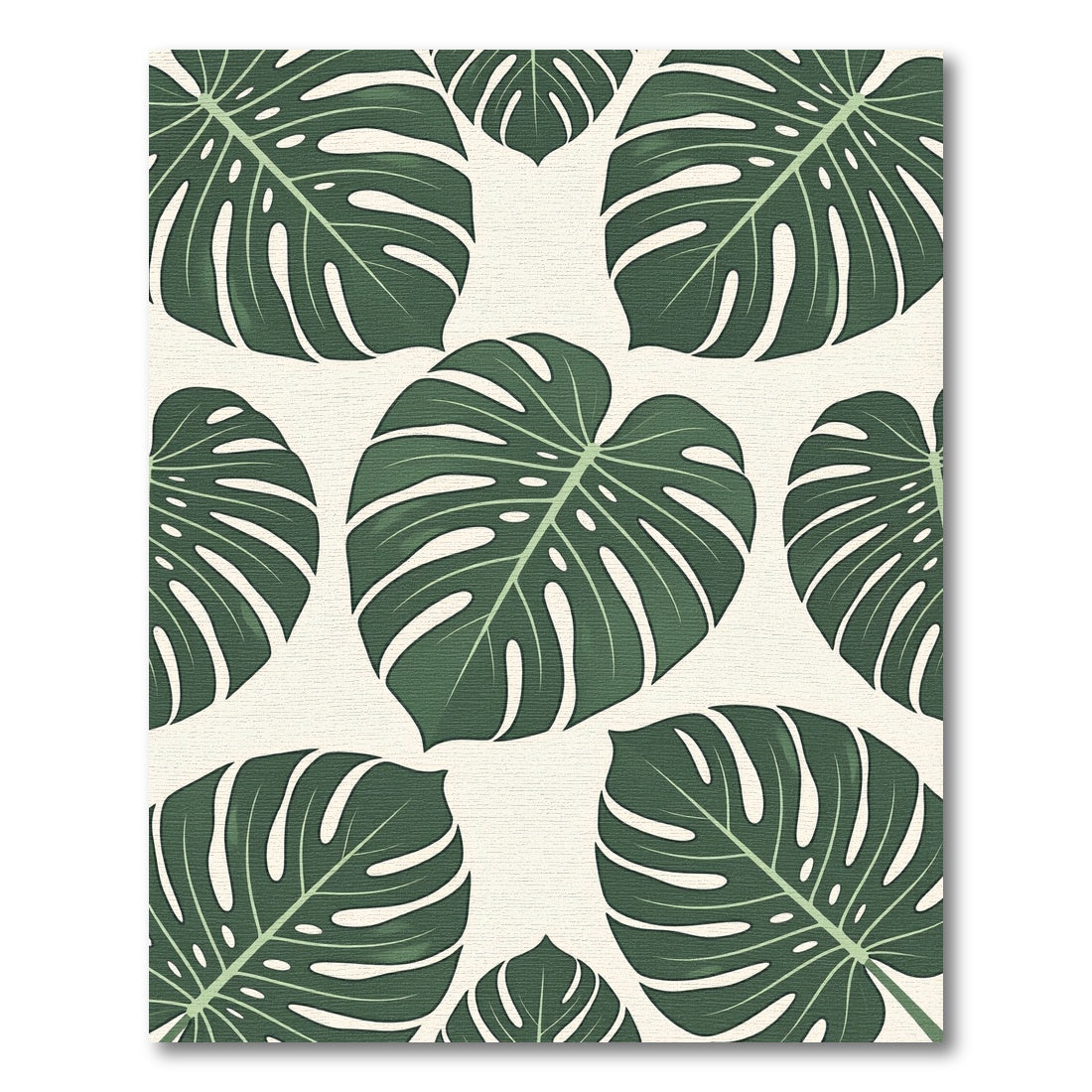Exotic Green Monstera Leaf Pattern Rug