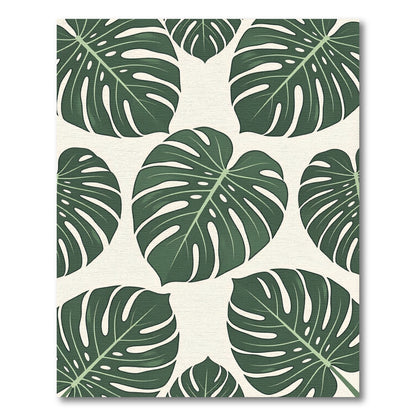 Exotic Green Monstera Leaf Pattern Rug