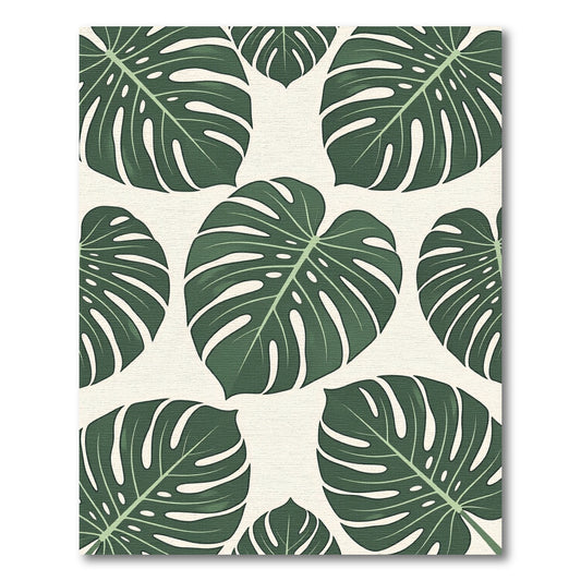 Exotic Green Monstera Leaf Pattern Rug