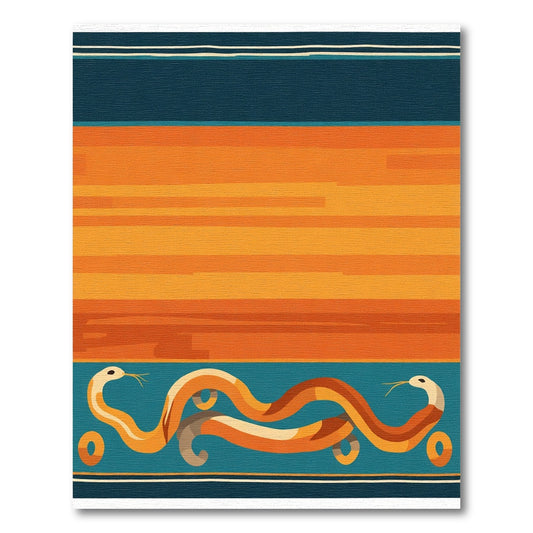 Orange Teal Snake Stripe Accent Rug