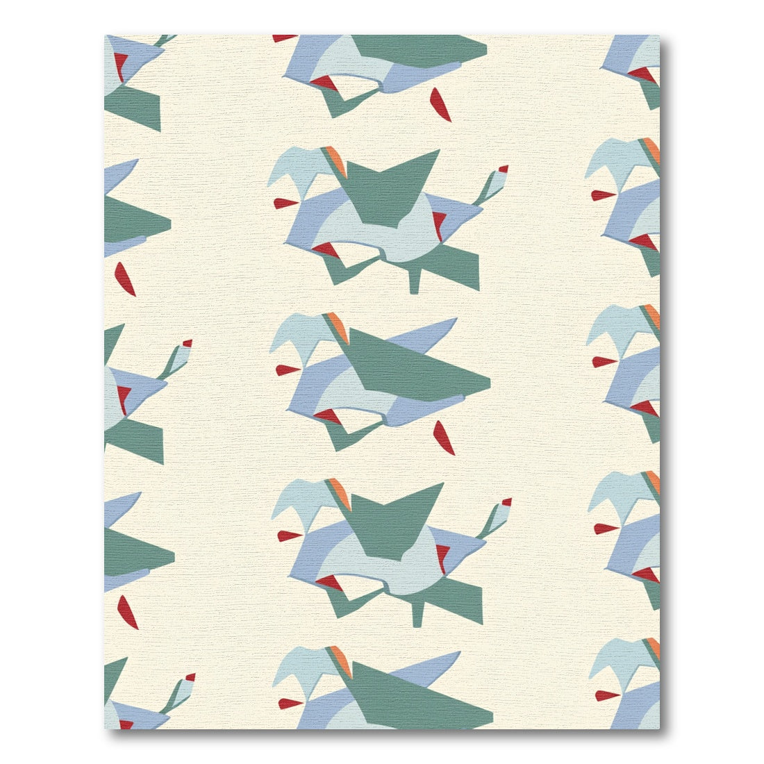 Abstract Blue Green Red Organic Shapes Rug