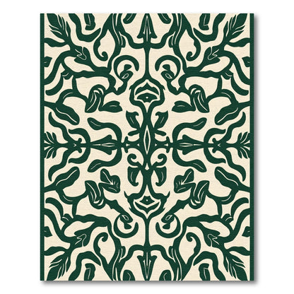 Deep Forest Vine Scrollwork Rug