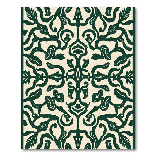 Deep Forest Vine Scrollwork Rug