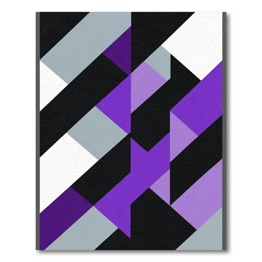 Modern Geometric Purple Black White Rug
