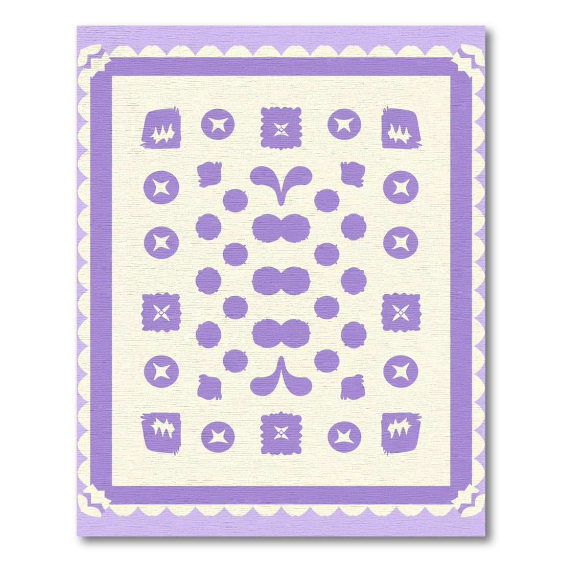 Lilac Abstract Shapes Bordered Rug
