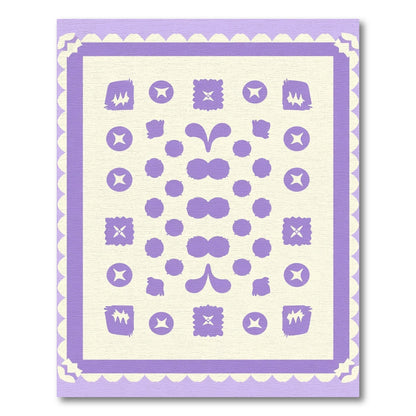 Lilac Abstract Shapes Bordered Rug
