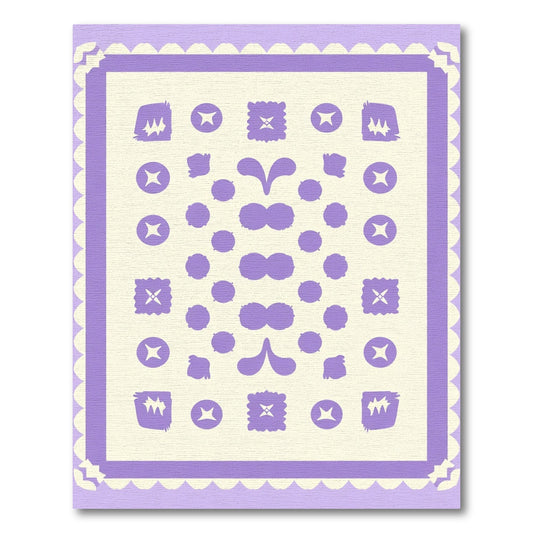 Lilac Abstract Shapes Bordered Rug