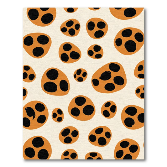 Orange Black Spotty Texture Oval Rug