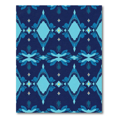 Deep Blue Diamond Floral Rug
