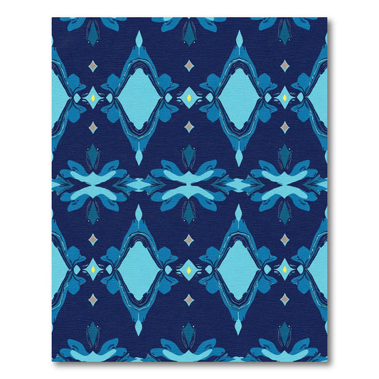Deep Blue Diamond Floral Rug
