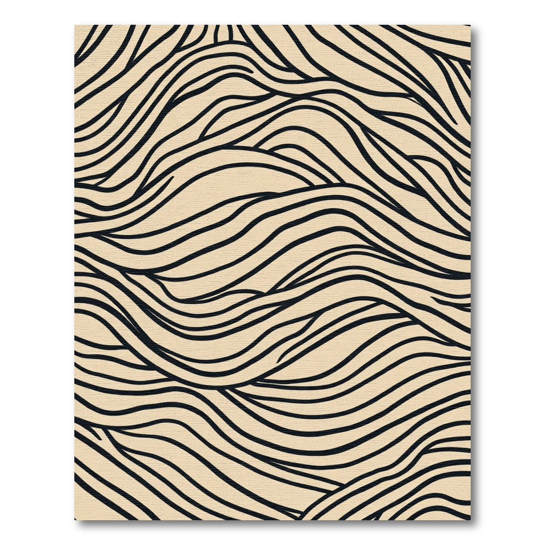 Cream Black Wavy Lines Rug