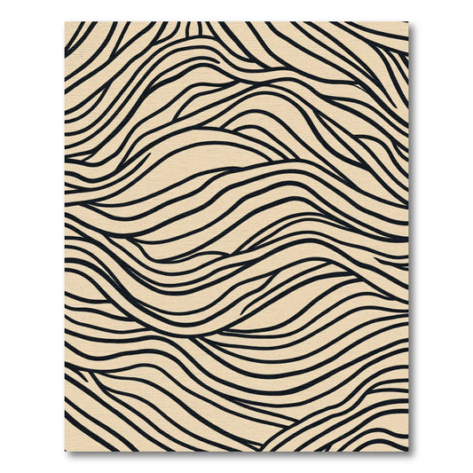 Cream Black Wavy Lines Rug