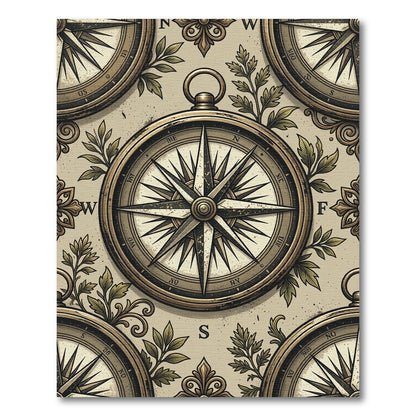 Vintage Antique Brass Nautical Compass Wallpaper Rug