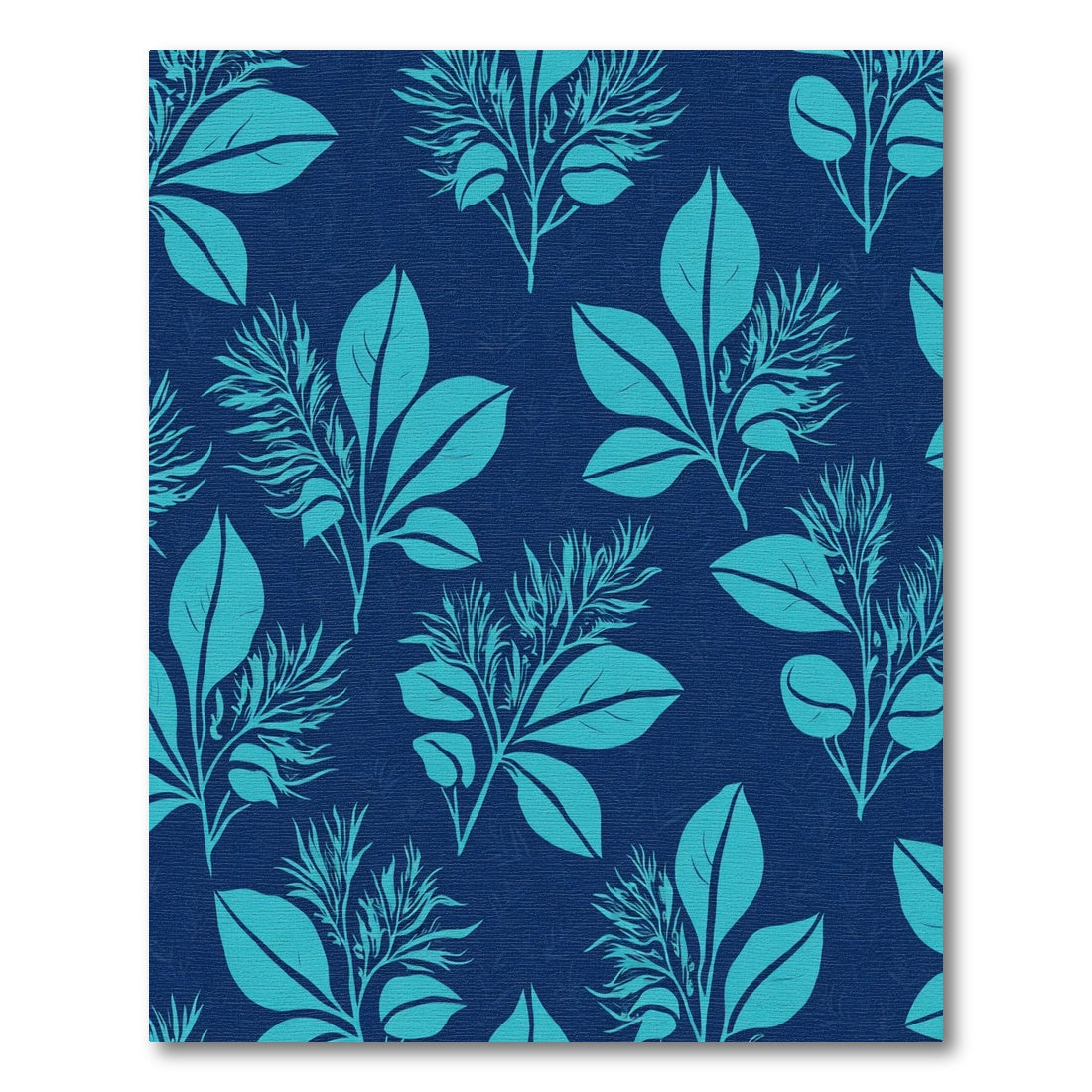 Teal Leafy Branches on Navy Background Rug