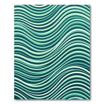 Teal And White Wavy Stripe Rug