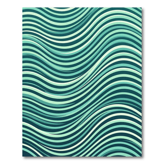 Teal And White Wavy Stripe Rug