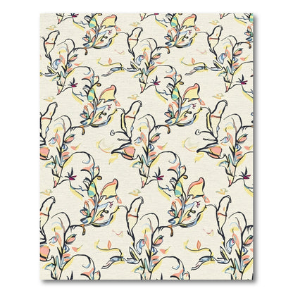 Whimsical Pastel Floral Outline Rug