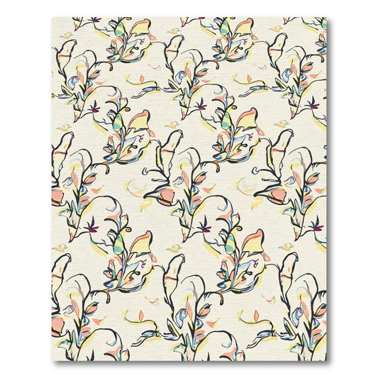 Whimsical Pastel Floral Outline Rug
