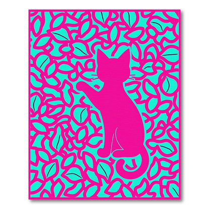 Hot Pink Cat Floral Turquoise Rug