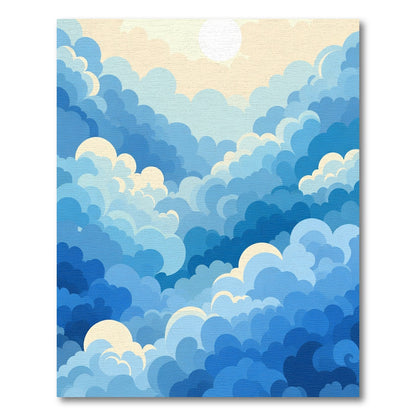 Dreamy Blue Cloudscape Abstract Art Rug