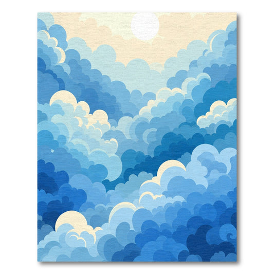 Dreamy Blue Cloudscape Abstract Art Rug