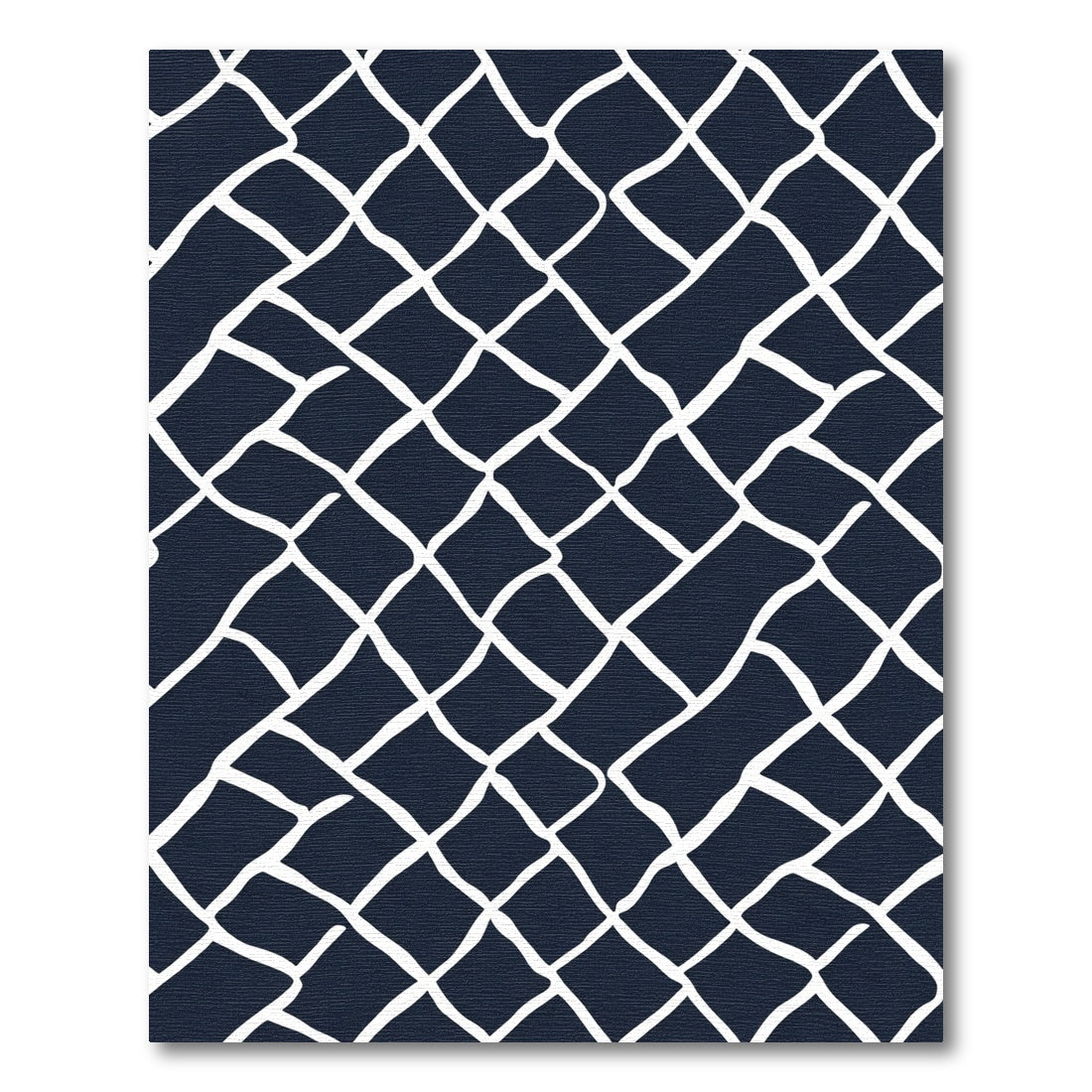 Navy White Distorted Grid Rug