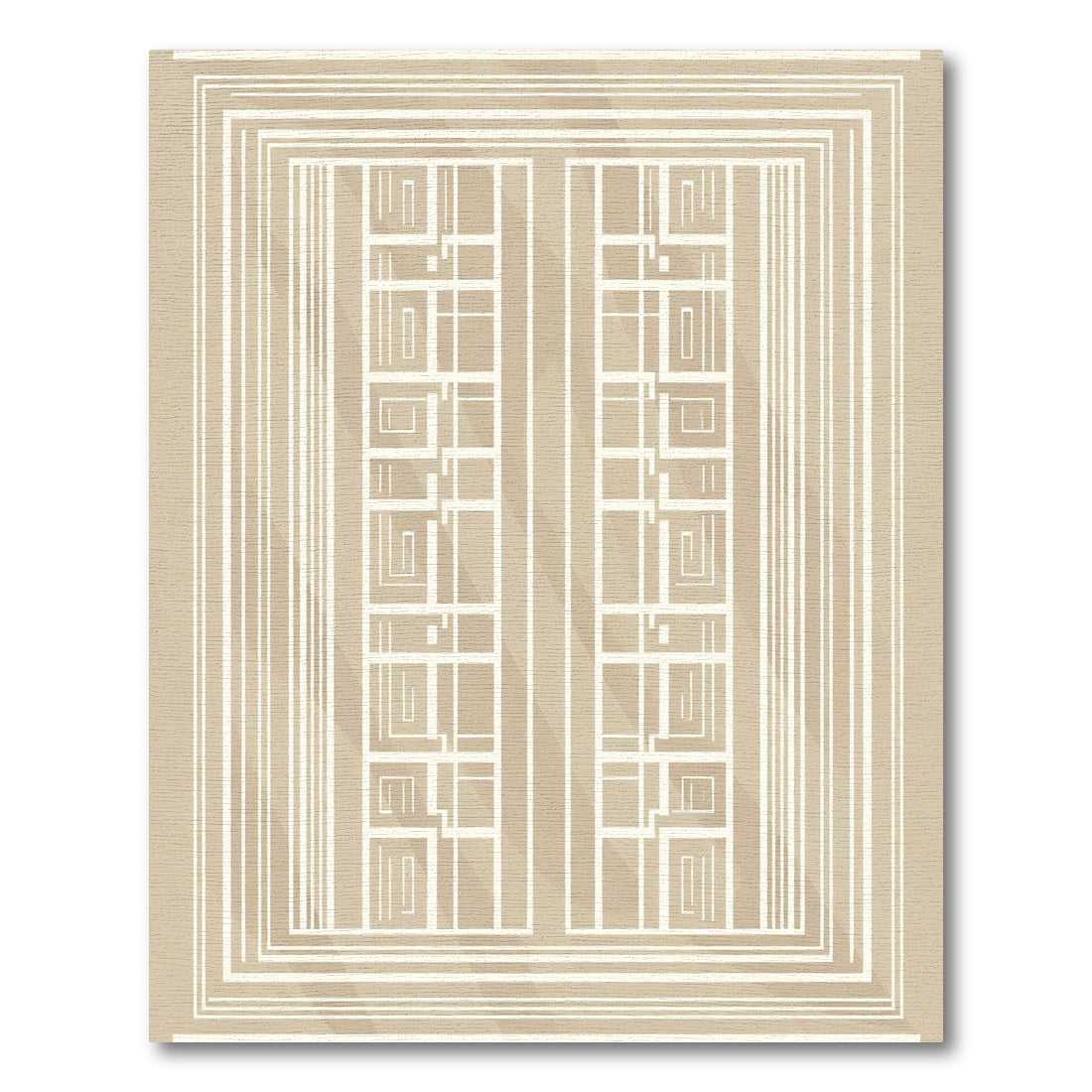 Cream Geometric Layered Rectangles Rug