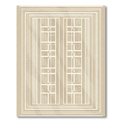 Cream Geometric Layered Rectangles Rug