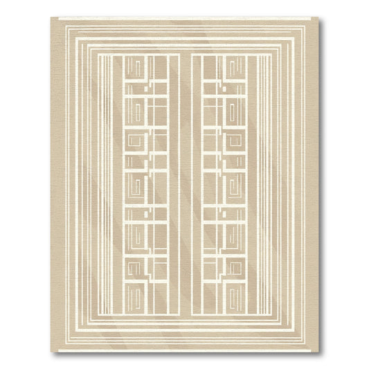 Cream Geometric Layered Rectangles Rug