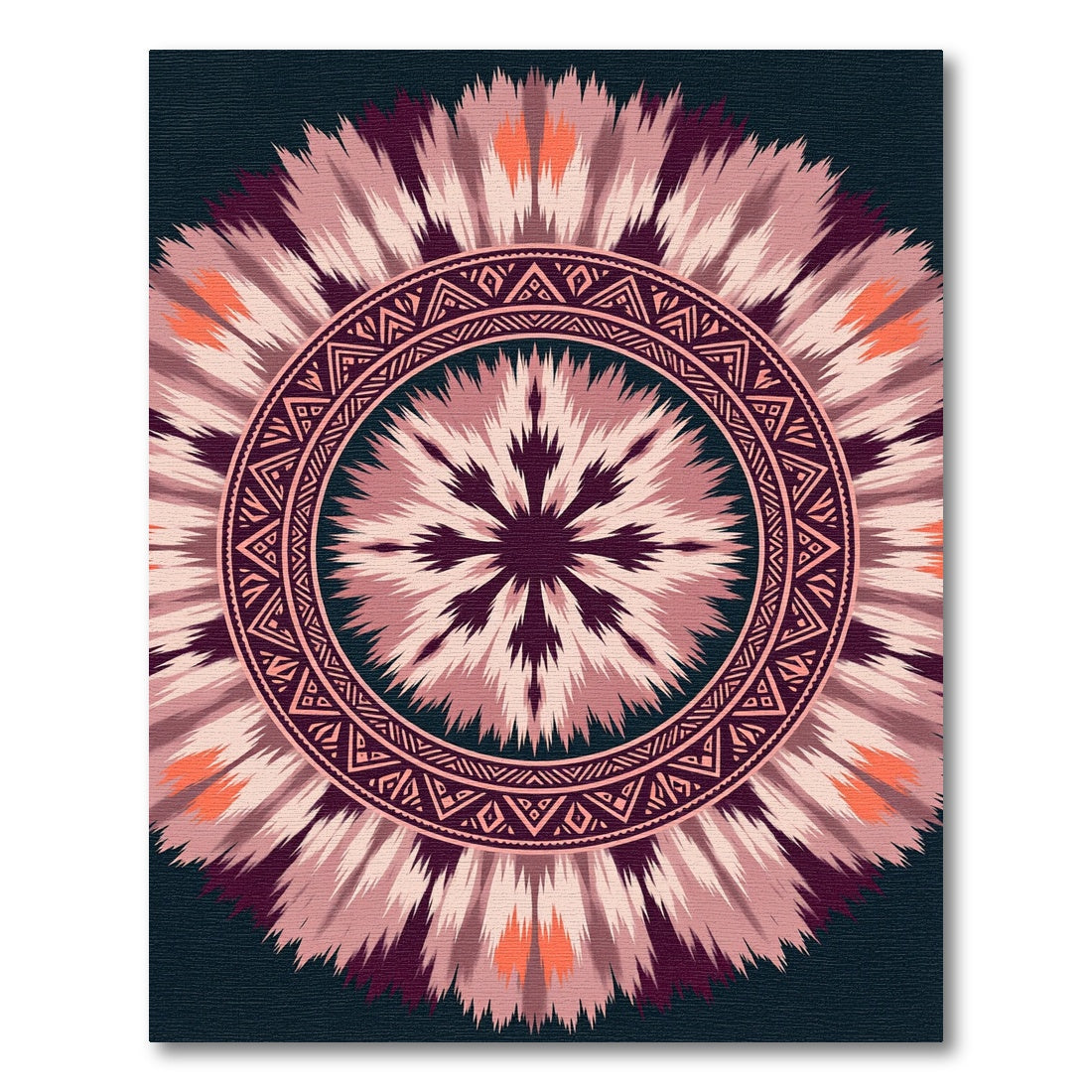 Pink Tribal Sunburst Medallion Rug