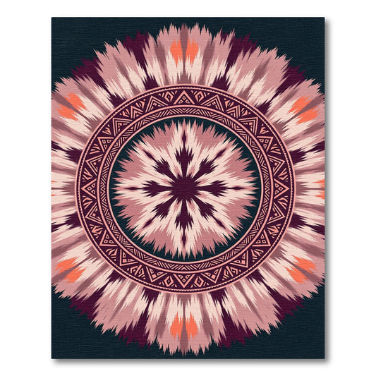 Pink Tribal Sunburst Medallion Rug