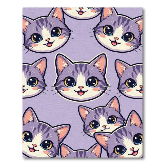 Cute Lavender Kitten Faces Area Rug