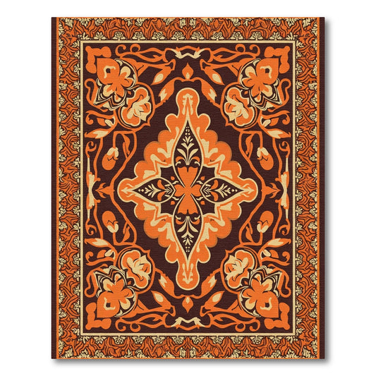 Fiery Orange Floral Medallion Rug