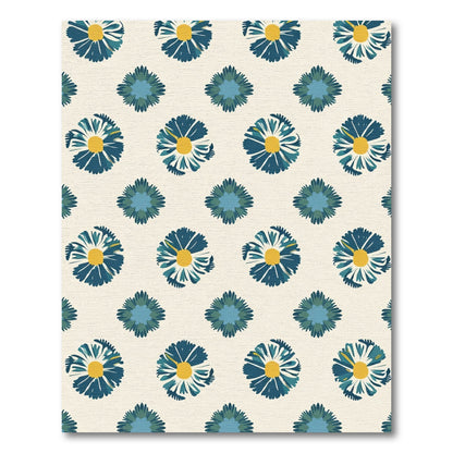 Teal Daisy Field Print Rug