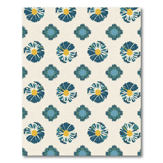 Teal Daisy Field Print Rug