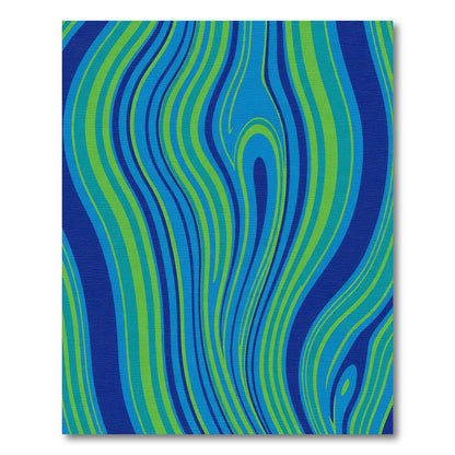 Vivid Blue Green Wavy Stripes Rug