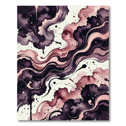 Dark Plum Pink Abstract Swirl Rug