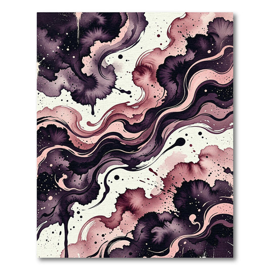 Dark Plum Pink Abstract Swirl Rug