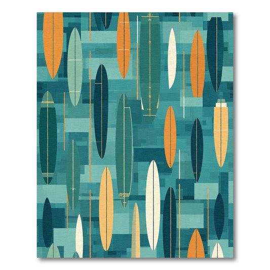 Surfboard Collage In Teal Orange Rug