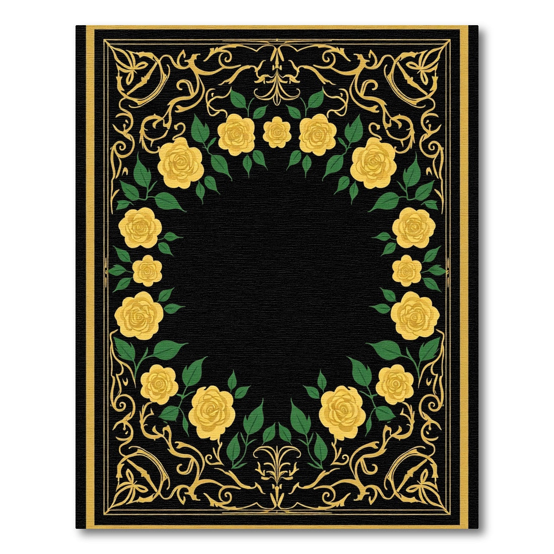Golden Yellow Rose Garden Border Rug